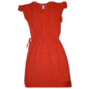 H&M v- neck red dress raised dots size 2
